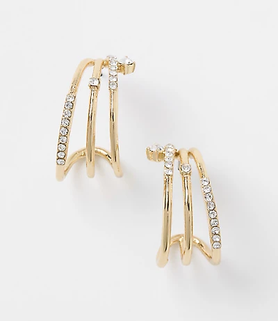 Pave Triple Hoop Earrings