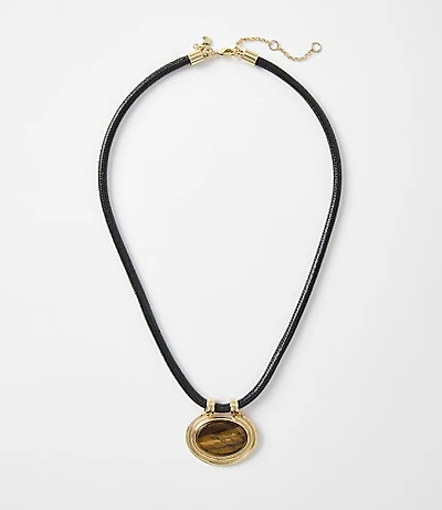 Oval Pendant Cord Necklace