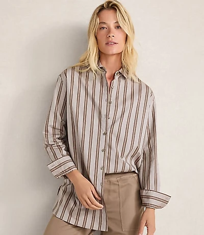Haven Well Within The Longer Length Daily Shirt Organic Cotton Poplin Modern Stripe