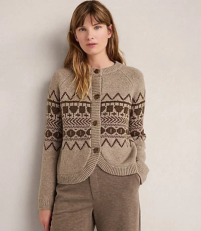 Haven Well Within Organic Cotton Blend Fair Isle Curved Hem Cardigan