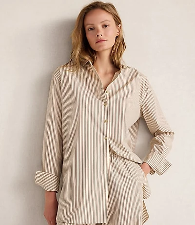 Haven Well Within The Longer Length Daily Shirt Organic Cotton Poplin Baton Stripe