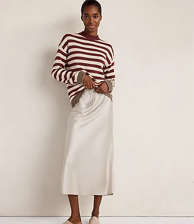 HWW REC POLY PULL ON BIAS MIDI SKIRT