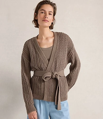 Haven Well Within Textured Cotton Blend Belted Cardigan