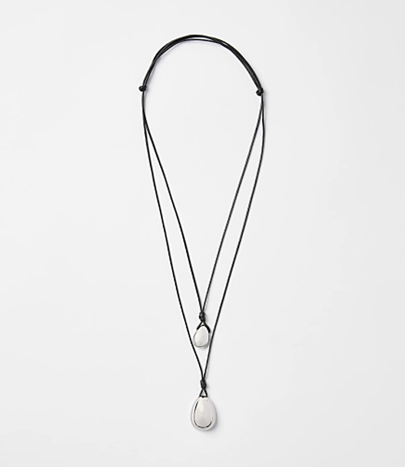 Metallic Drop Layered Cord Necklace