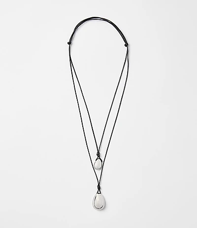 Metallic Drop Layered Cord Necklace