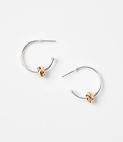 Mixed Metal Knot Hoop Earrings