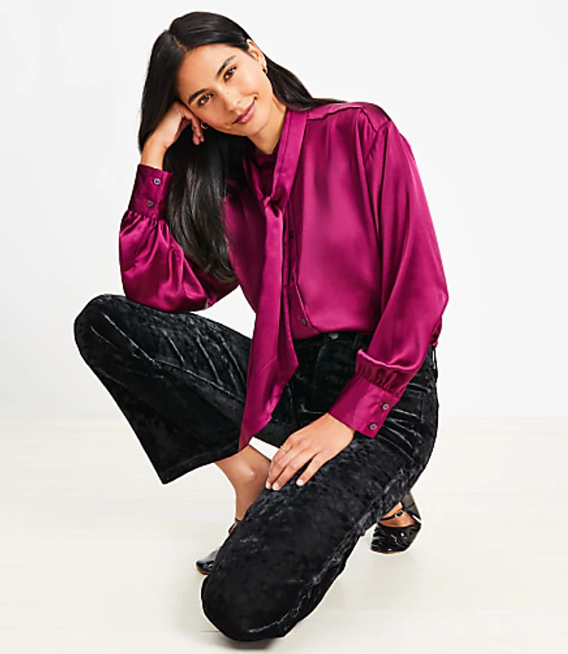 Five Pocket Straight Pants in Crushed Velvet