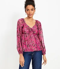 Petite Shimmer Stripe Floral Halter Blouse