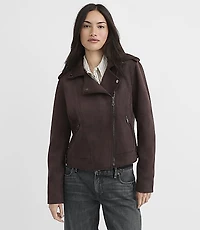 Petite Faux Suede Moto Jacket