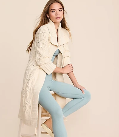 Lou & Grey Cable Maxi Open Cardigan