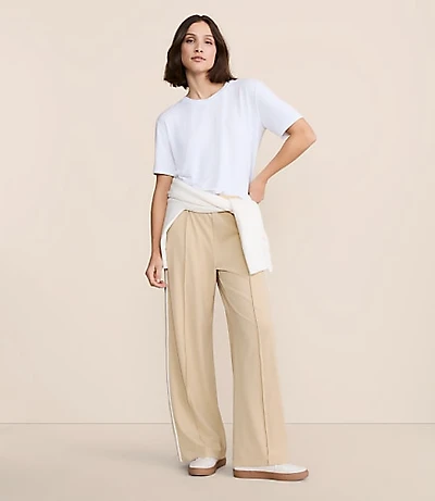 Lou & Grey Double Stripe Pintucked Luvstretch Wide Leg Pants