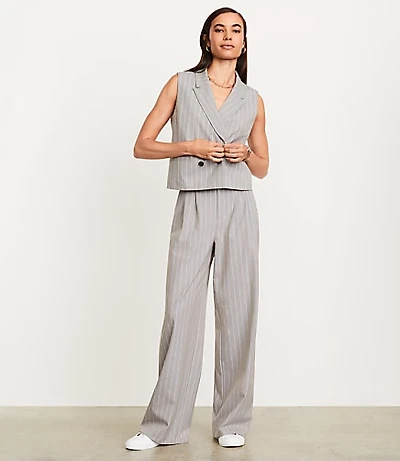 Petite LOFT Versa Striped Seasonless Stretch Double Breasted Vest