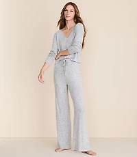 Heathered Henley Wide Leg Pajama Set