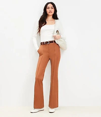 Pintucked Sutton Flare Pants in Bi-Stretch