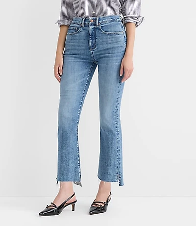 Curvy Step Hem High Rise Kick Crop Jeans Classic Mid Wash
