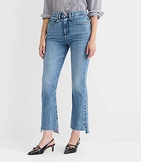 Curvy Step Hem High Rise Kick Crop Jeans Classic Mid Wash