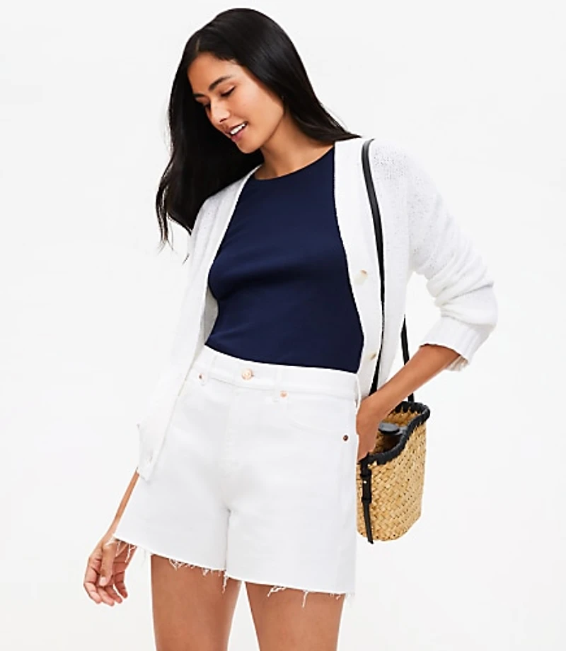Fresh Cut High Rise Cut Off Denim Shorts in White