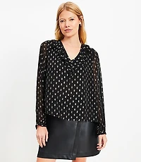 Metallic Clip Ruffle Blouse