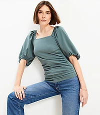 Ruched Bubble Sleeve Top
