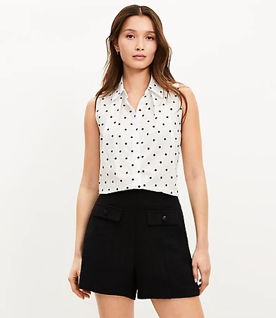 Tweed Button Trim Shorts