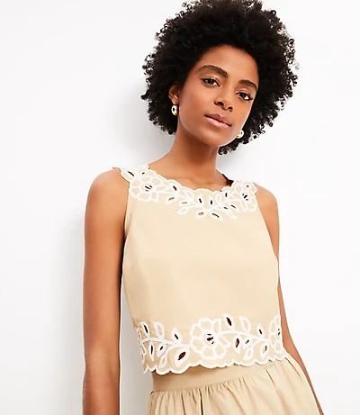 Floral Eyelet Poplin Tank Top