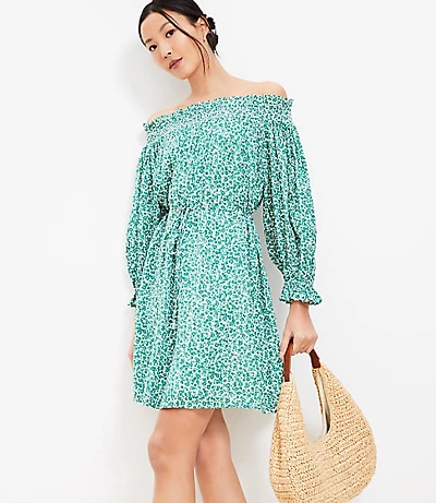 Floral Smocked Off The Shoulder Mini Dress