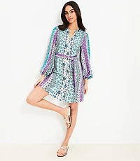 Petite Floral Stripe Belted Mini Dress