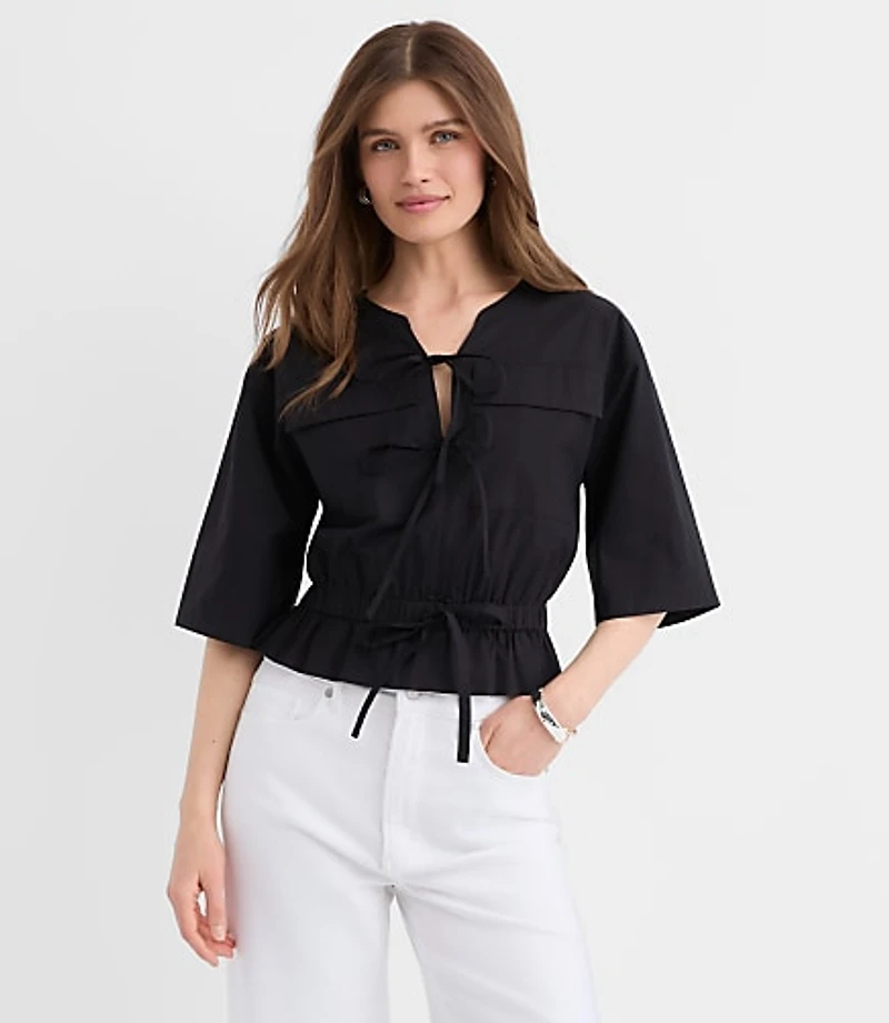 Poplin Safari Peplum Top