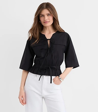 Poplin Safari Peplum Top