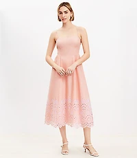 Daisy Eyelet Sweetheart Strappy Midi Dress