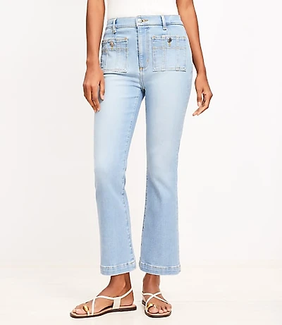 Curvy Patch Pocket Kick Crop Jeans in Bright Vintage Wash