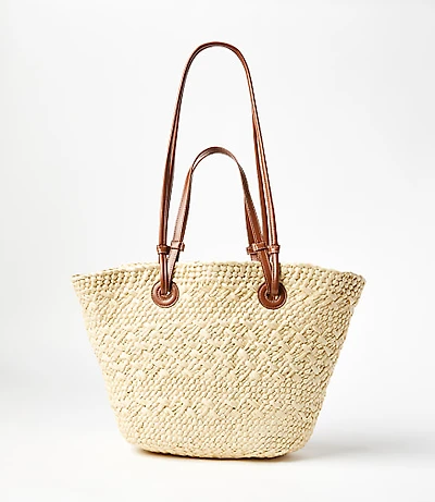 LOFT Beach Double Strap Straw Tote Bag