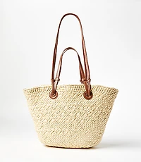 LOFT Beach Double Strap Straw Tote Bag