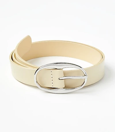Oval Buckle Leather Belt