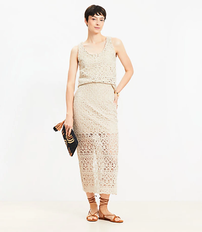 Scalloped Crochet Midi Skirt