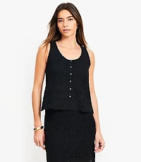 Scalloped Crochet Button Tank Top