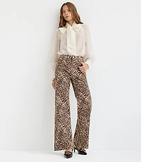 High Rise Wide Leg Jeans Leopard Print