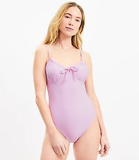 LOFT Beach Striped Front Tie One Piece Swimsuit