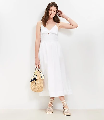 Petite Tie Poplin Midi Pocket Dress
