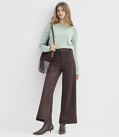 Petite Palmer Wide Leg Pants Faux Suede