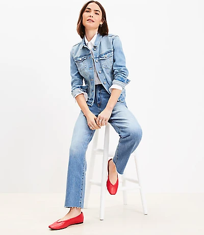 Petite Fresh Cut High Rise Straight Jeans Light Vintage Wash