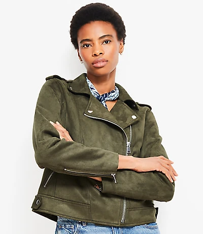 Tall Faux Suede Moto Jacket