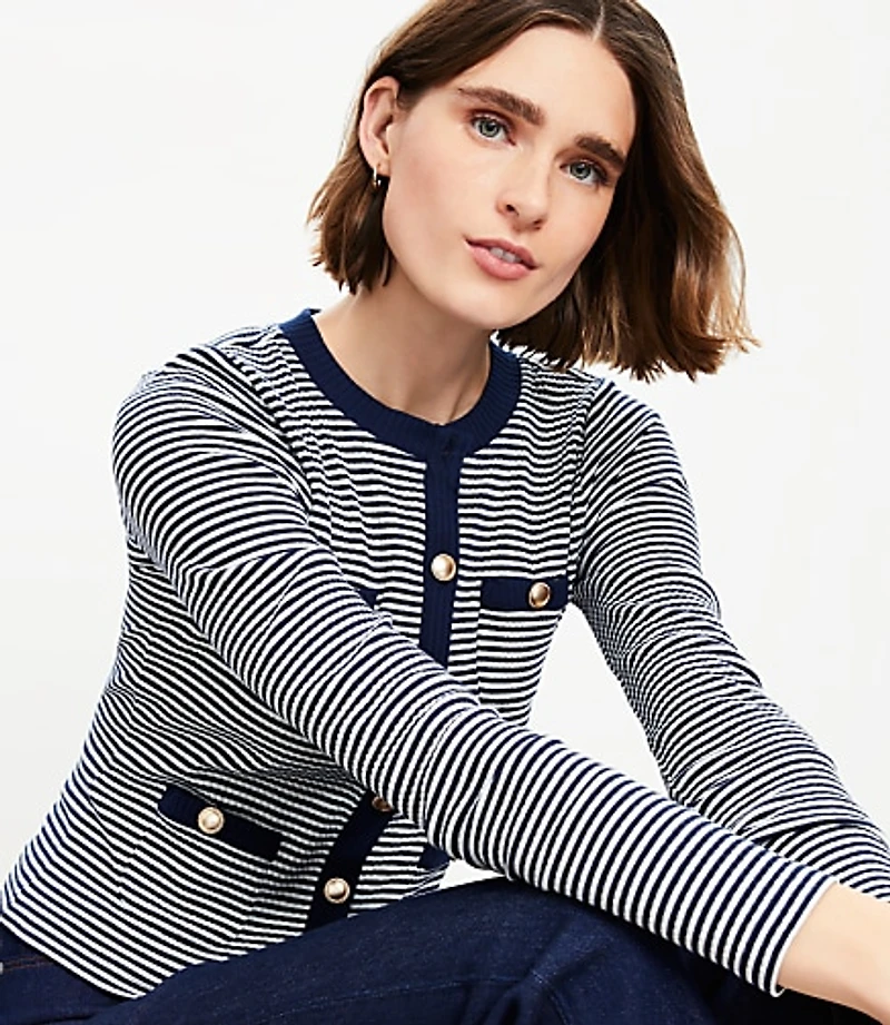 Striped Pocket Cardigan Top