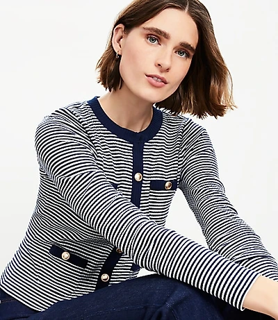 Striped Pocket Cardigan Top