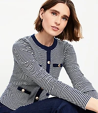 Striped Pocket Cardigan Top