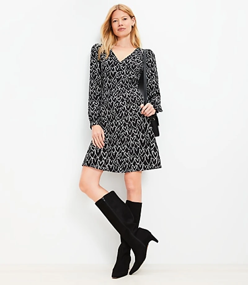 Heart V-Neck Mini Flare Dress