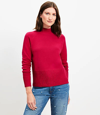 Ribtrim Mock Neck Sweater