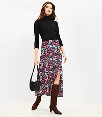Tall Paisley Side Slit Midi Skirt
