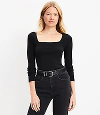 Ribbed Square Neck Tee