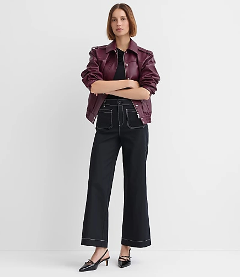 Petite Palmer Wide Leg Pants Pique